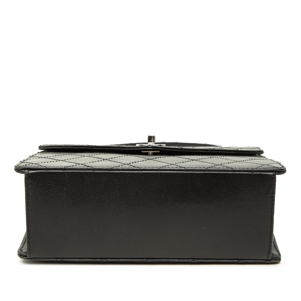 Chanel CC Quilted Caviar Top Handle Flap — Black
