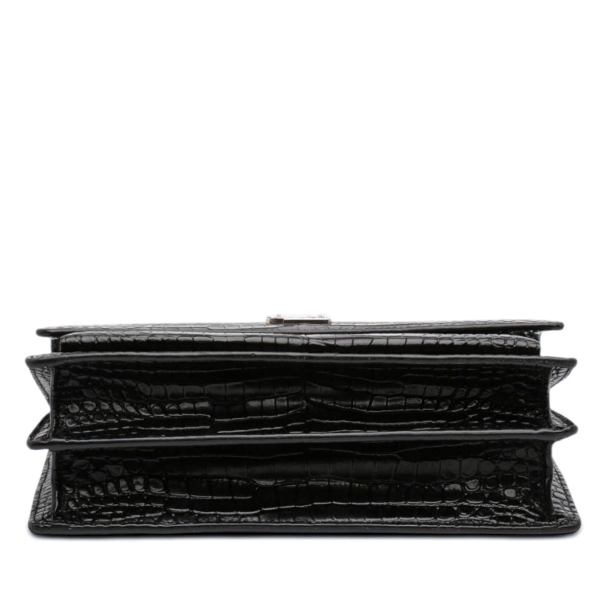 Saint Laurent Medium Croc Embossed Leather Monogram Sunset Crossbody