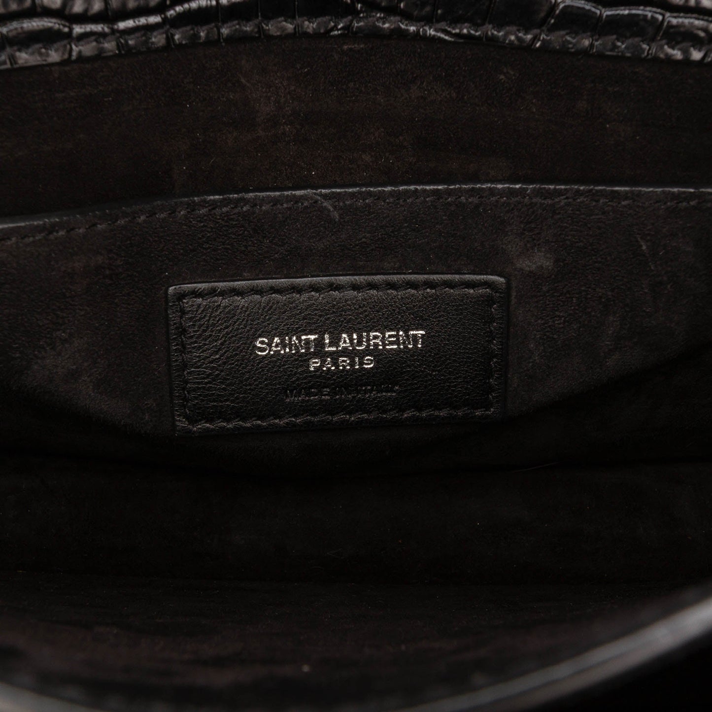Saint Laurent Medium Croc Embossed Leather Monogram Sunset Crossbody