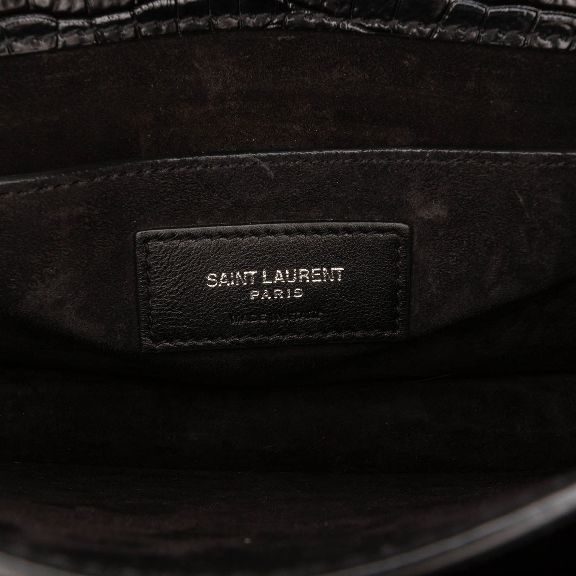 Saint Laurent Medium Croc Embossed Leather Monogram Sunset Crossbody