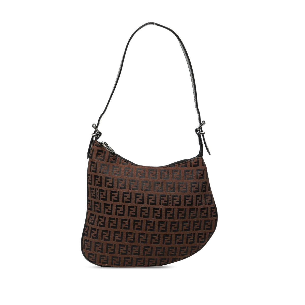 Fendi Zucchino Canvas Oyster Shoulder Bag — Brown