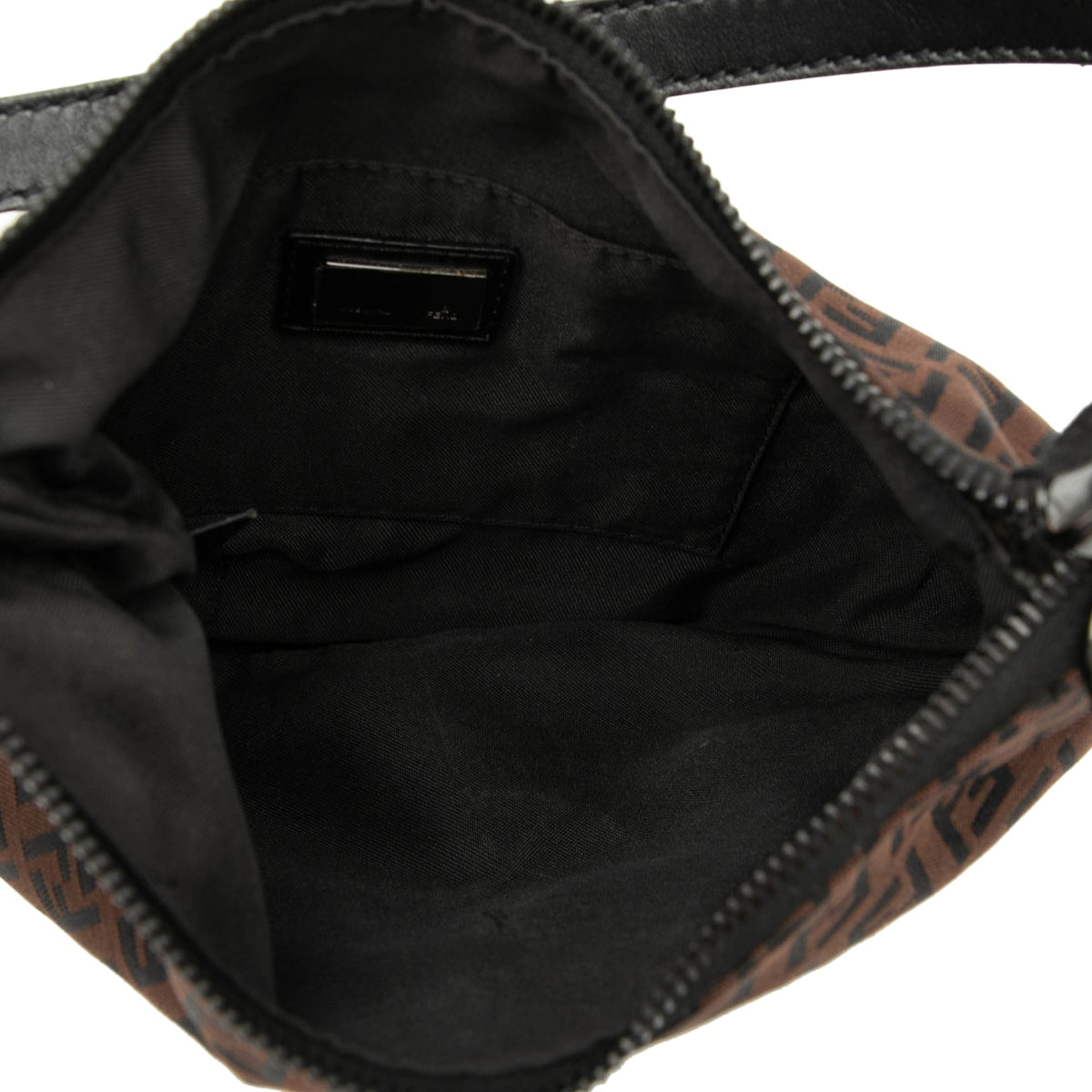 Fendi Zucchino Canvas Oyster Shoulder Bag — Brown