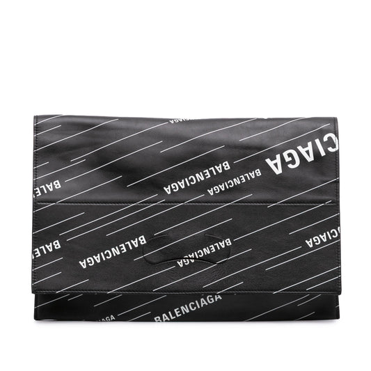 Balenciaga Calfskin Allover Logo Shopper Tote