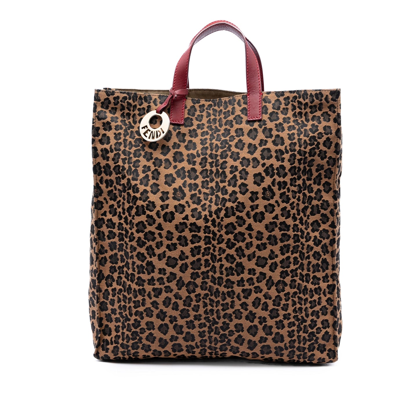 Fendi Leopard Printed Canvas Shopping Tote