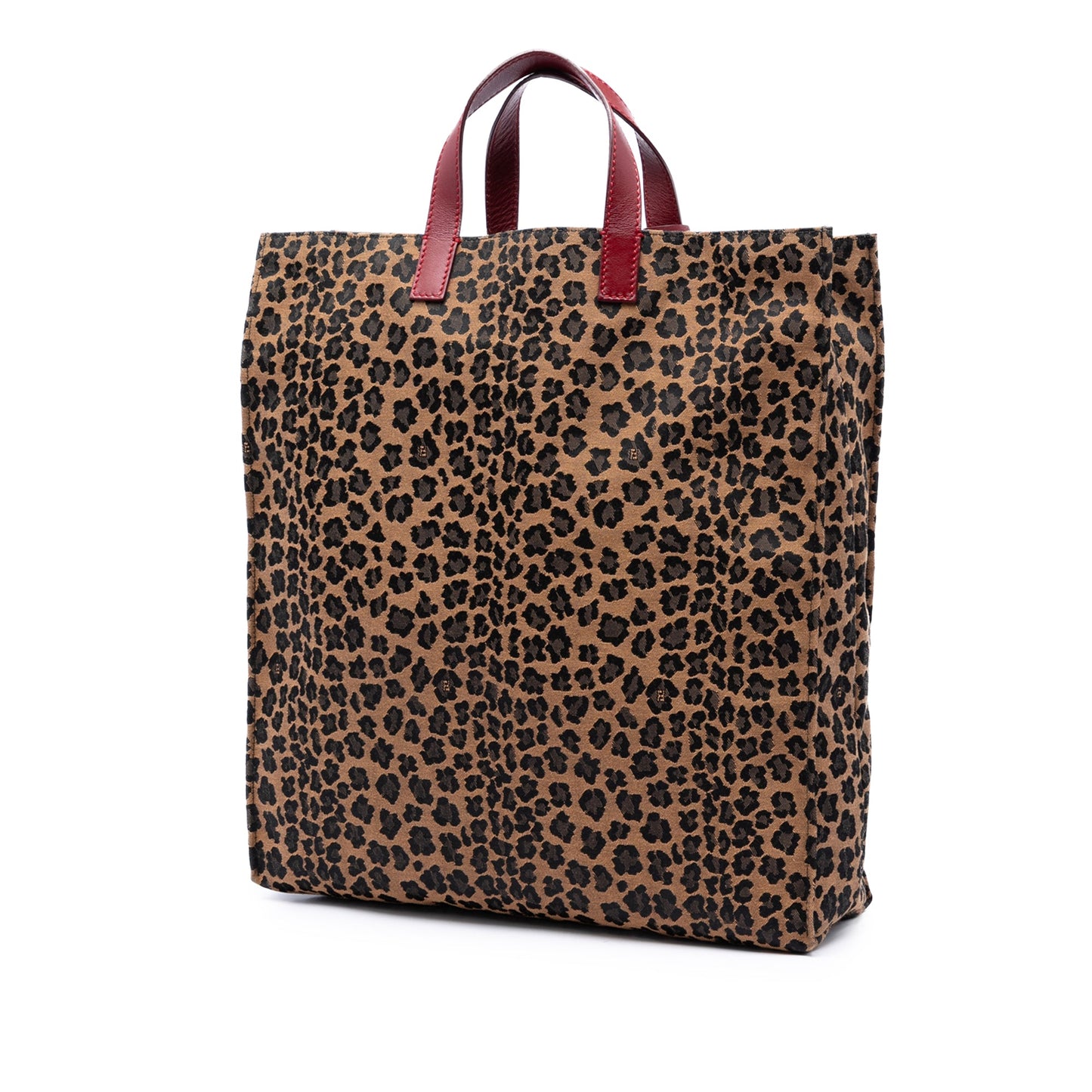 Fendi Leopard Printed Canvas Shopping Tote