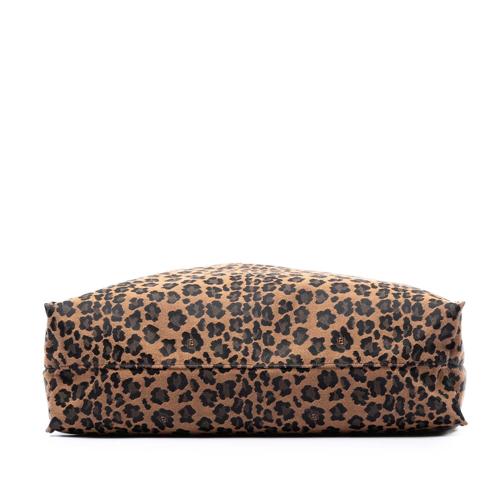 Fendi Leopard Printed Canvas Shopping Tote