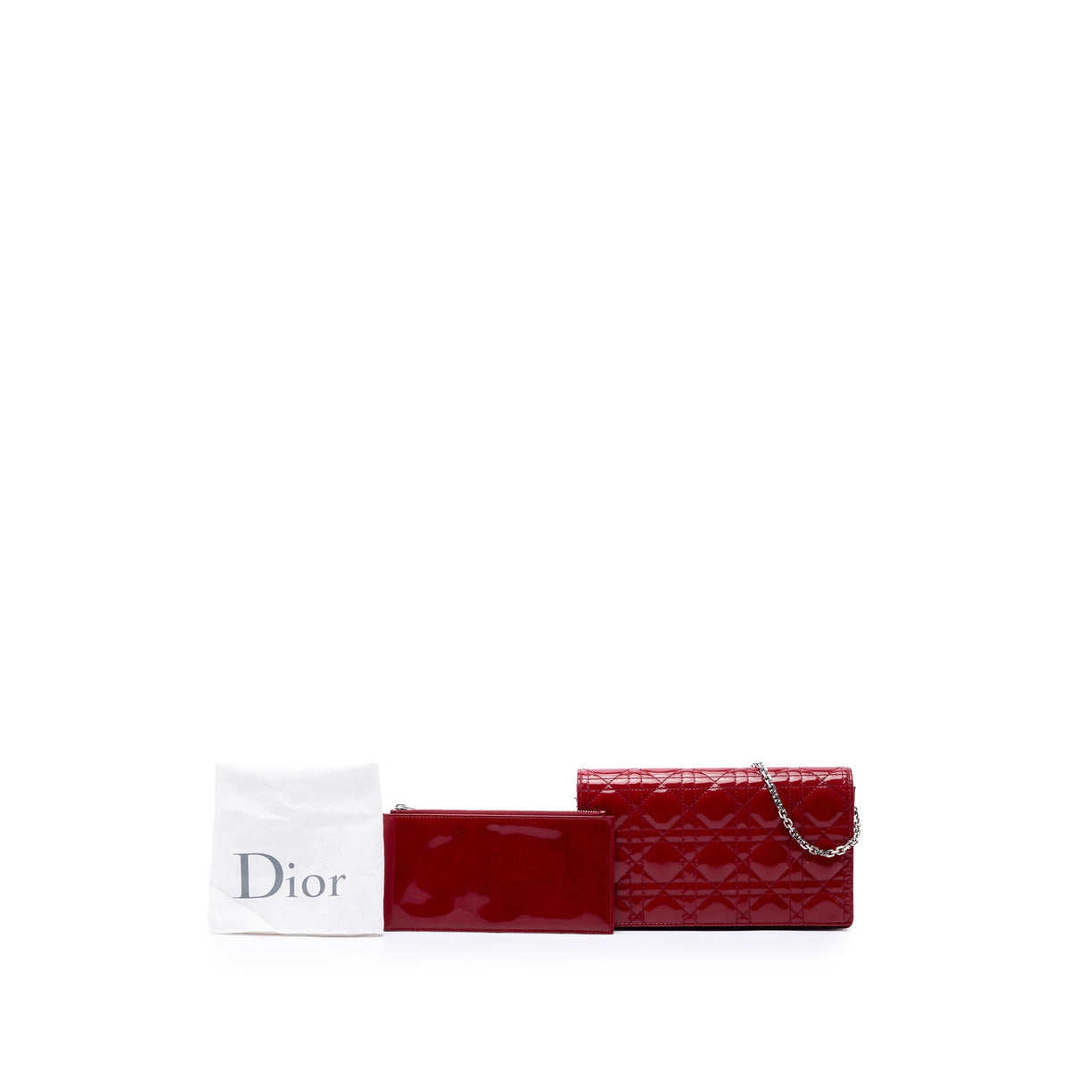Dior Patent Cannage Lady Dior Chain Convertible Clutch