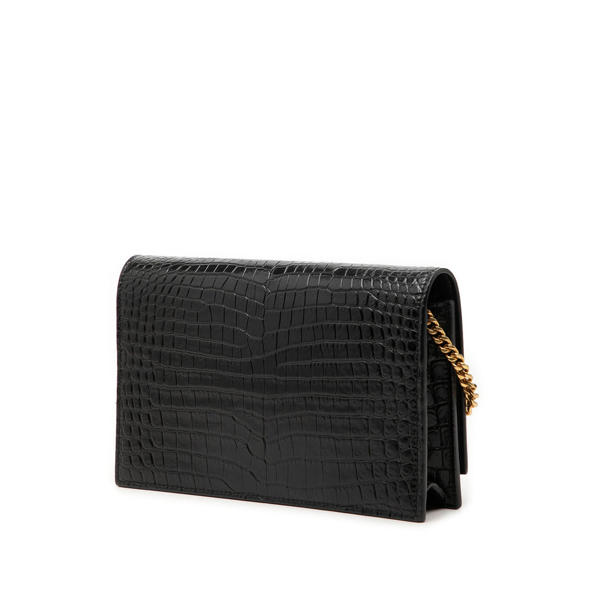 Saint Laurent Small Croc Embossed Leather Monogram Kate Tassel Crossbody