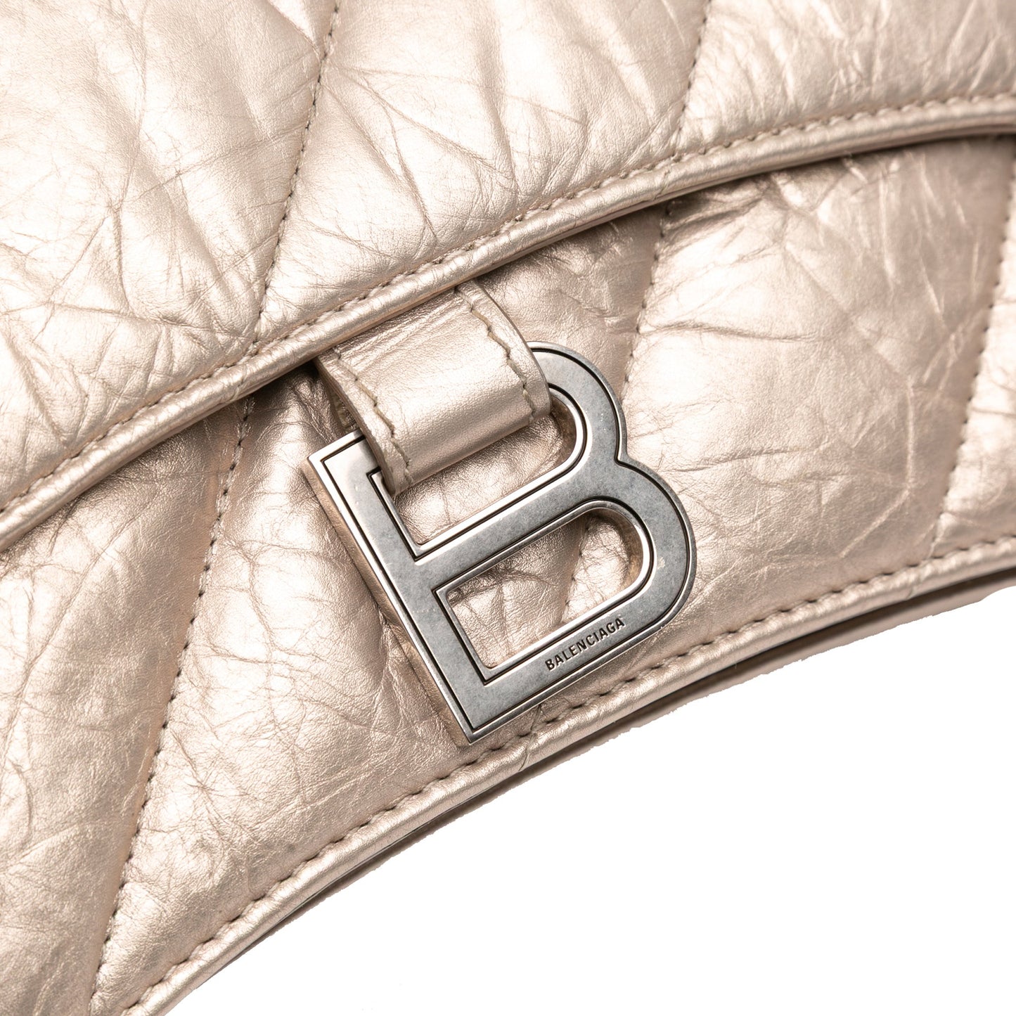 Balenciaga Small Metallic Calfskin Crush Chain Shoulder Bag