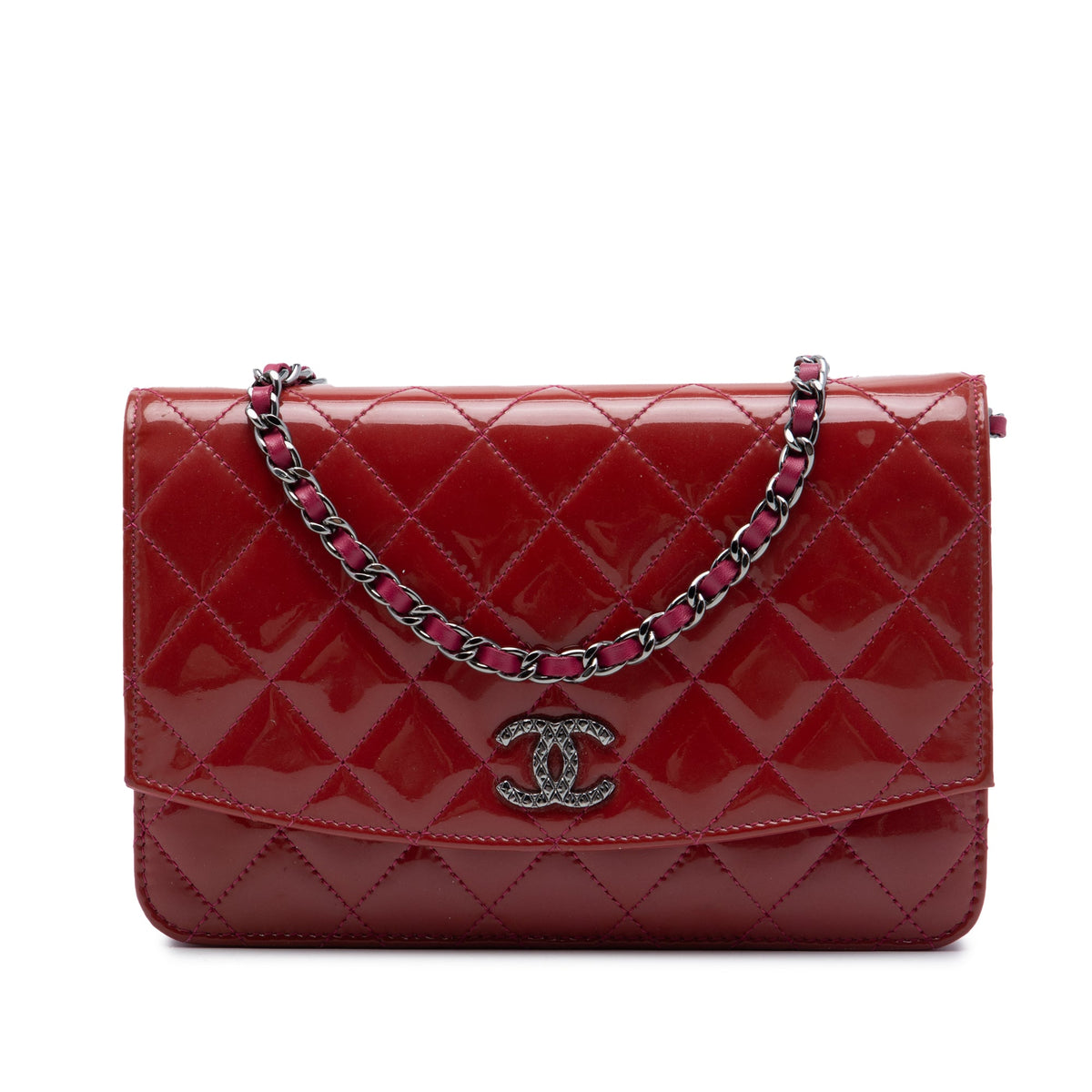 Chanel CC Quilted Patent Brilliant Wallet On Chain