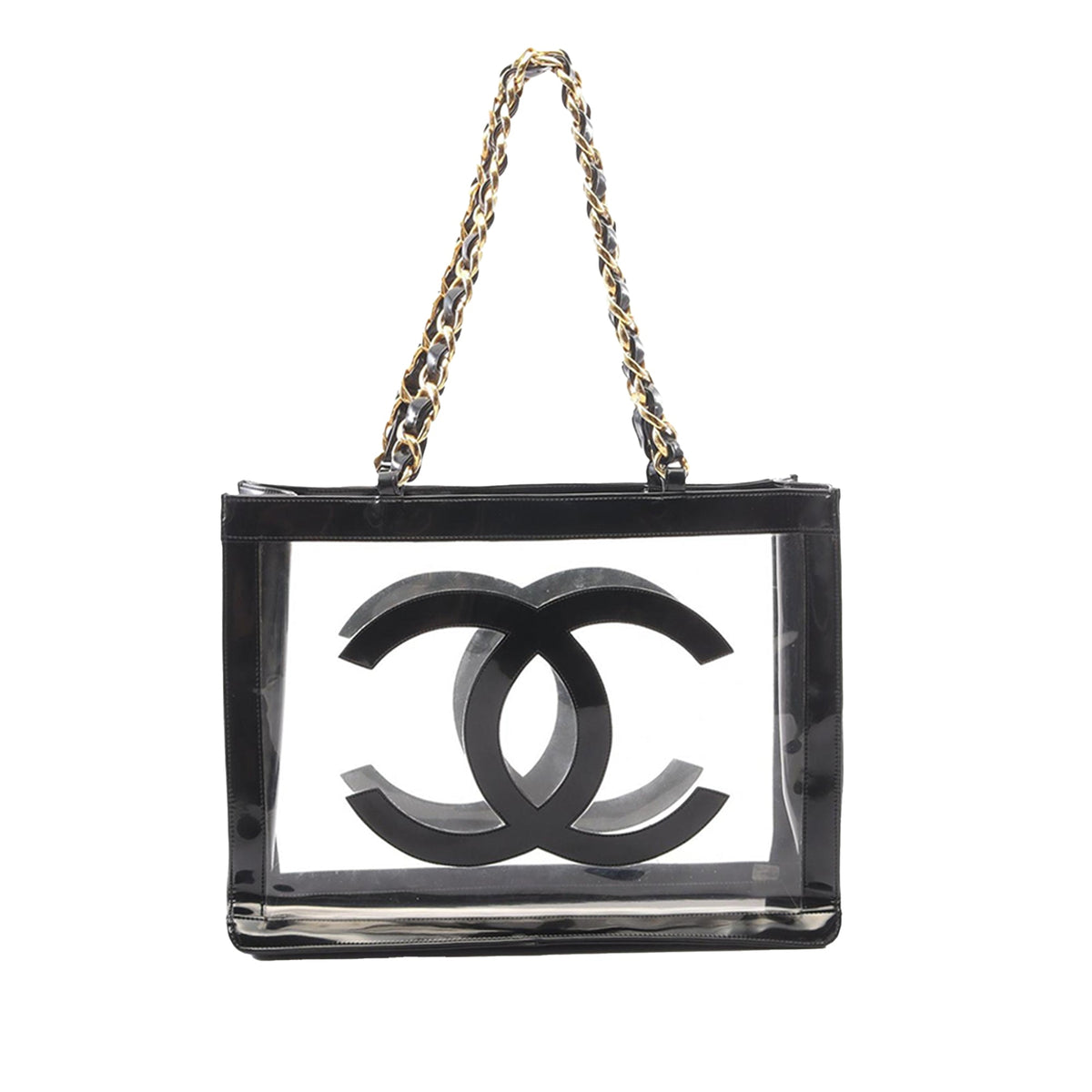 Chanel CC Vinyl and Patent Tote — Black