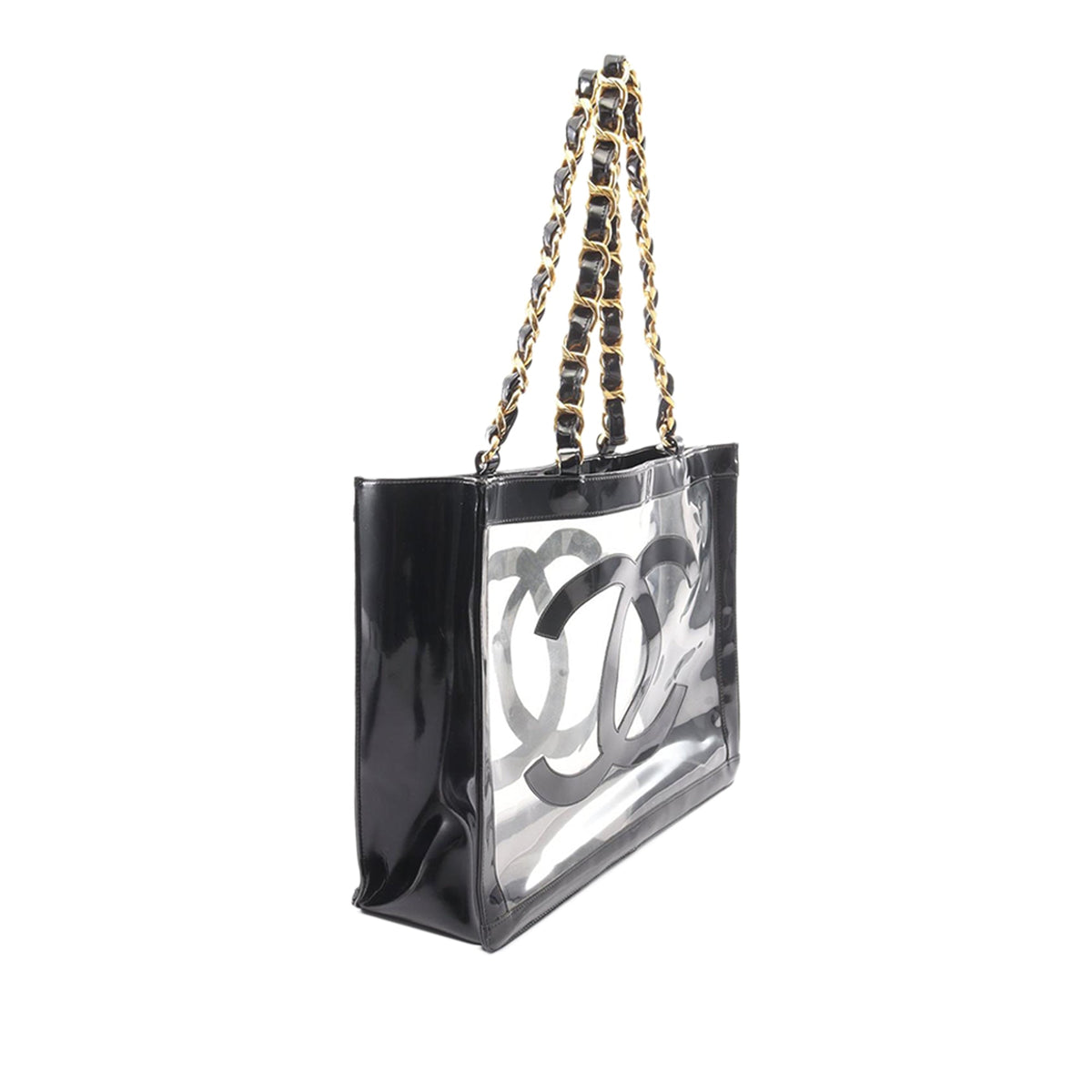 Chanel CC Vinyl and Patent Tote — Black