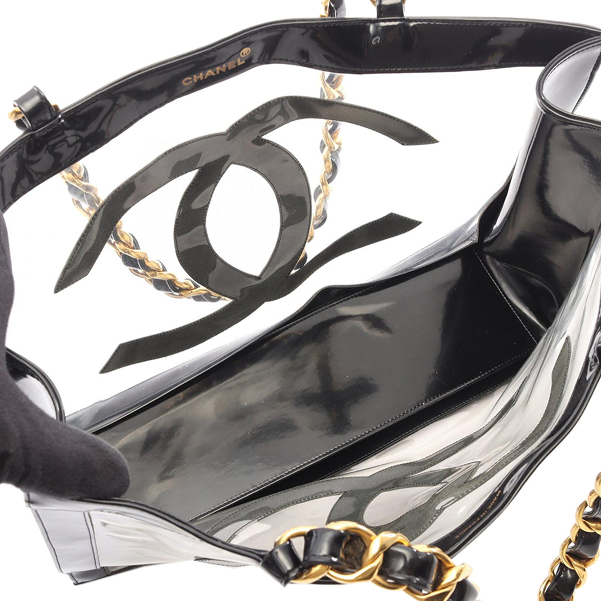 Chanel CC Vinyl and Patent Tote — Black
