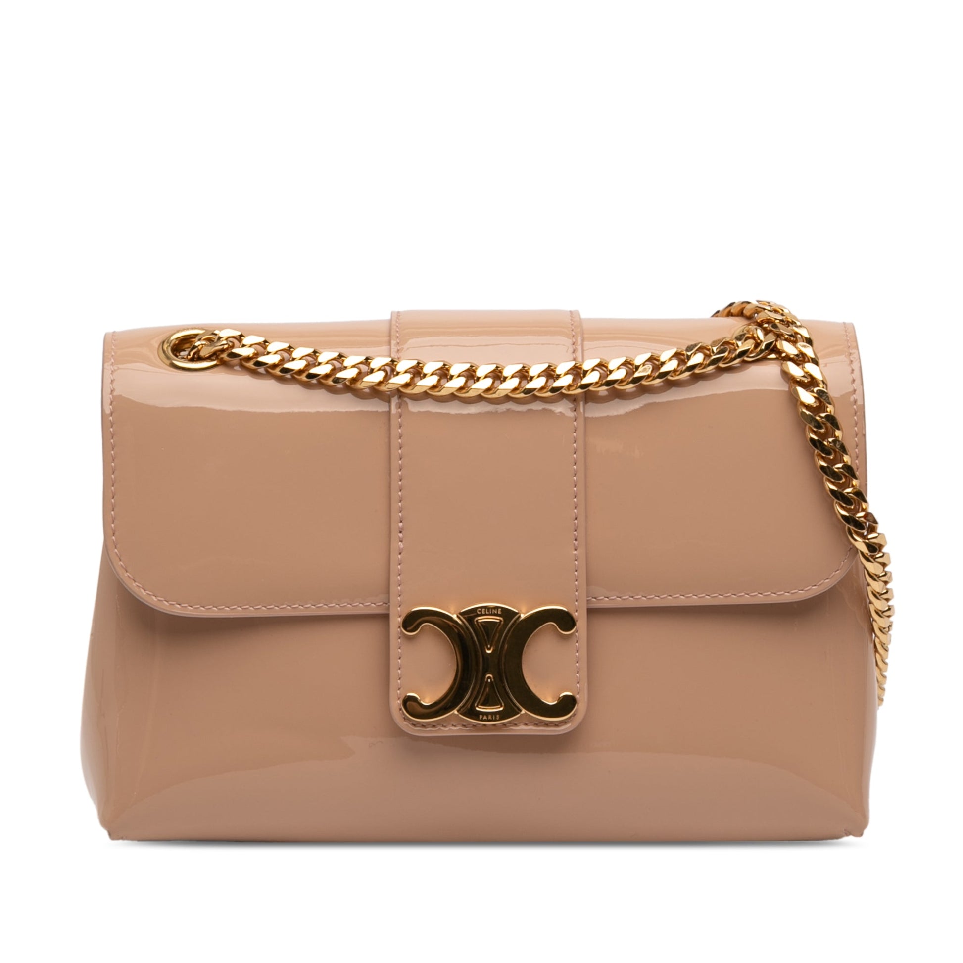 Celine Teen Patent Triomphe Victoire Chain Shoulder Bag
