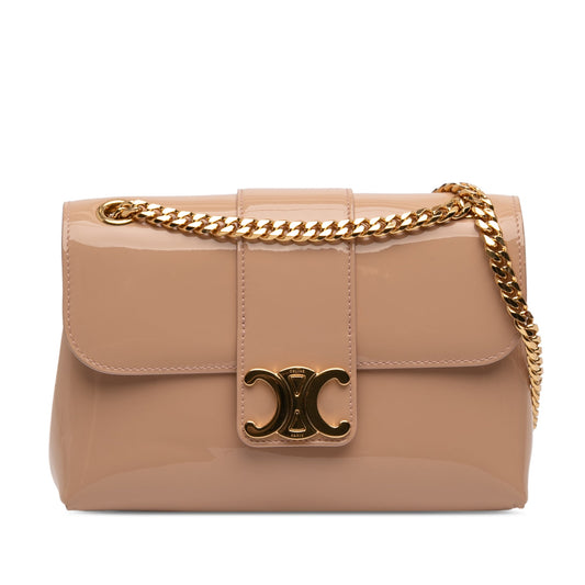 Celine Teen Patent Triomphe Victoire Chain Shoulder Bag