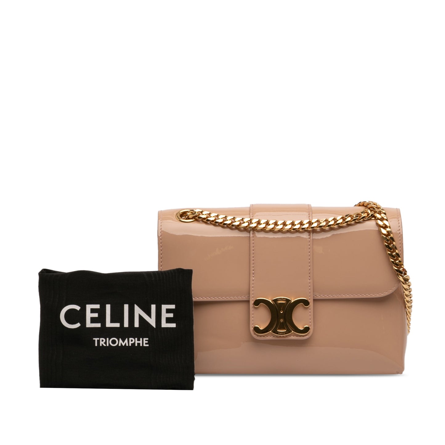 Celine Teen Patent Triomphe Victoire Chain Shoulder Bag