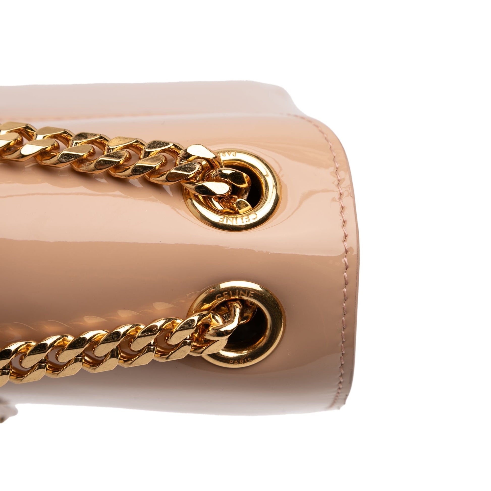 Celine Teen Patent Triomphe Victoire Chain Shoulder Bag