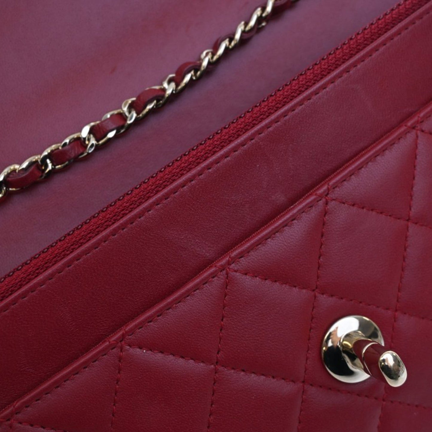 Quilted Lambskin Trendy CC Wallet On Chain