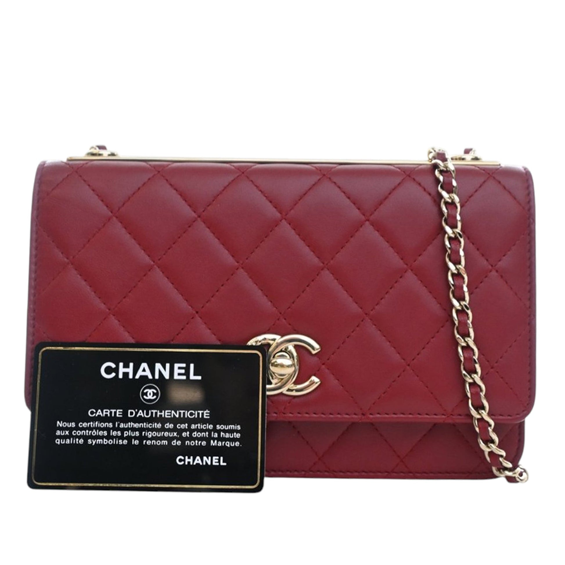 Quilted Lambskin Trendy CC Wallet On Chain
