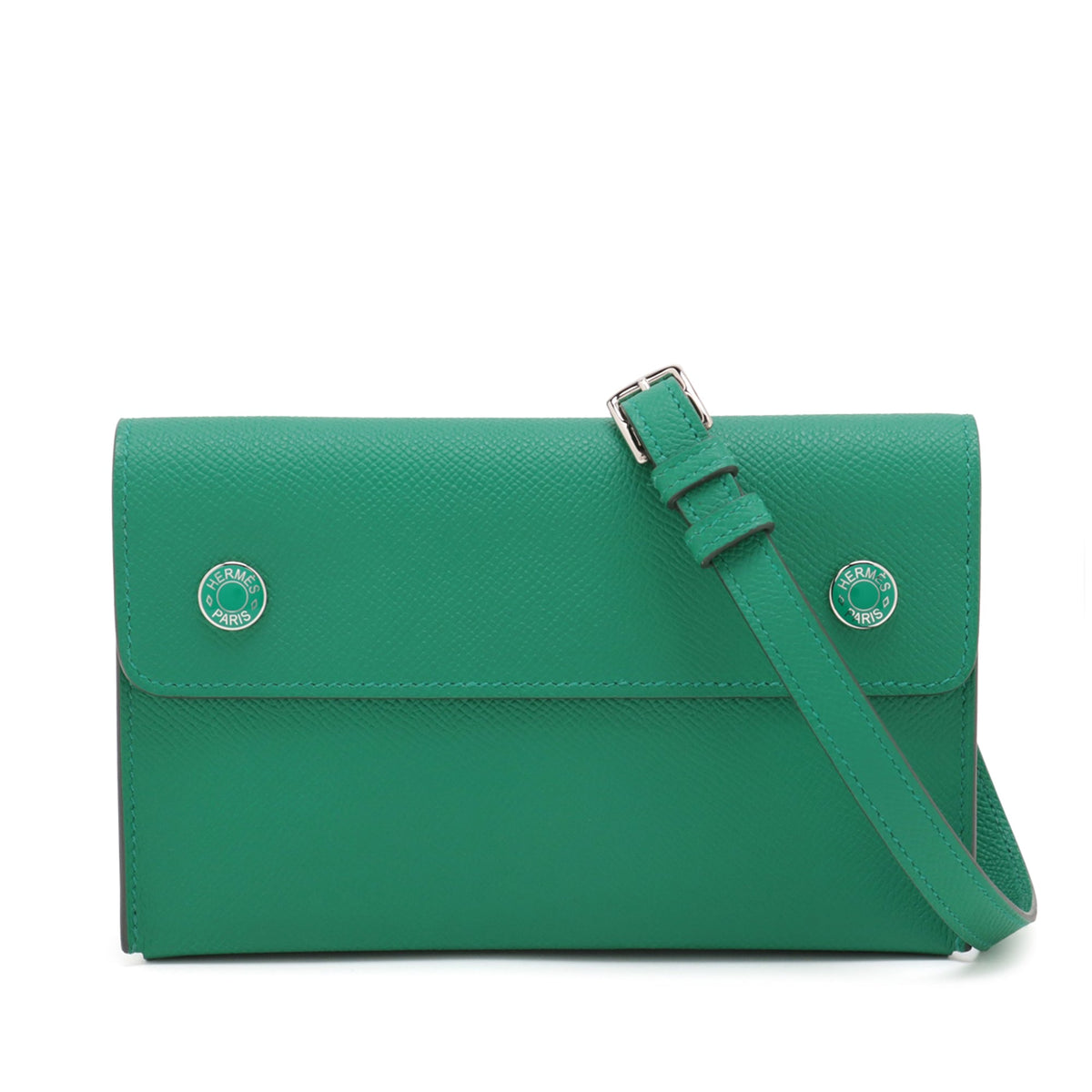 Hermès Epsom Hermesnap Wallet On Strap — Green