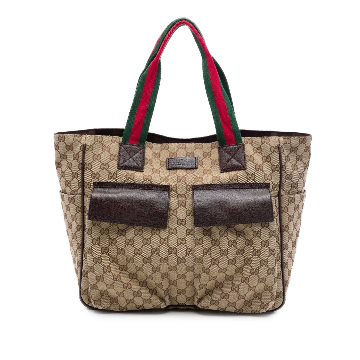 Gucci GG Canvas Web Double Pockets Tote