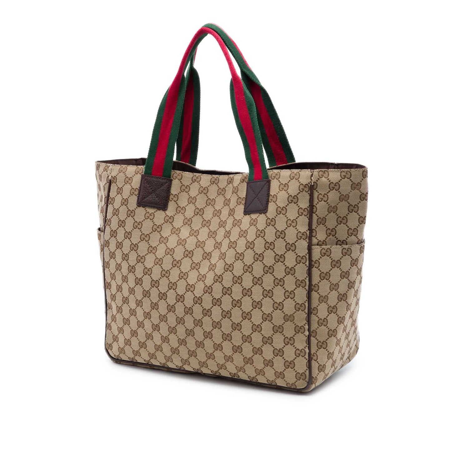 Gucci GG Canvas Web Double Pockets Tote