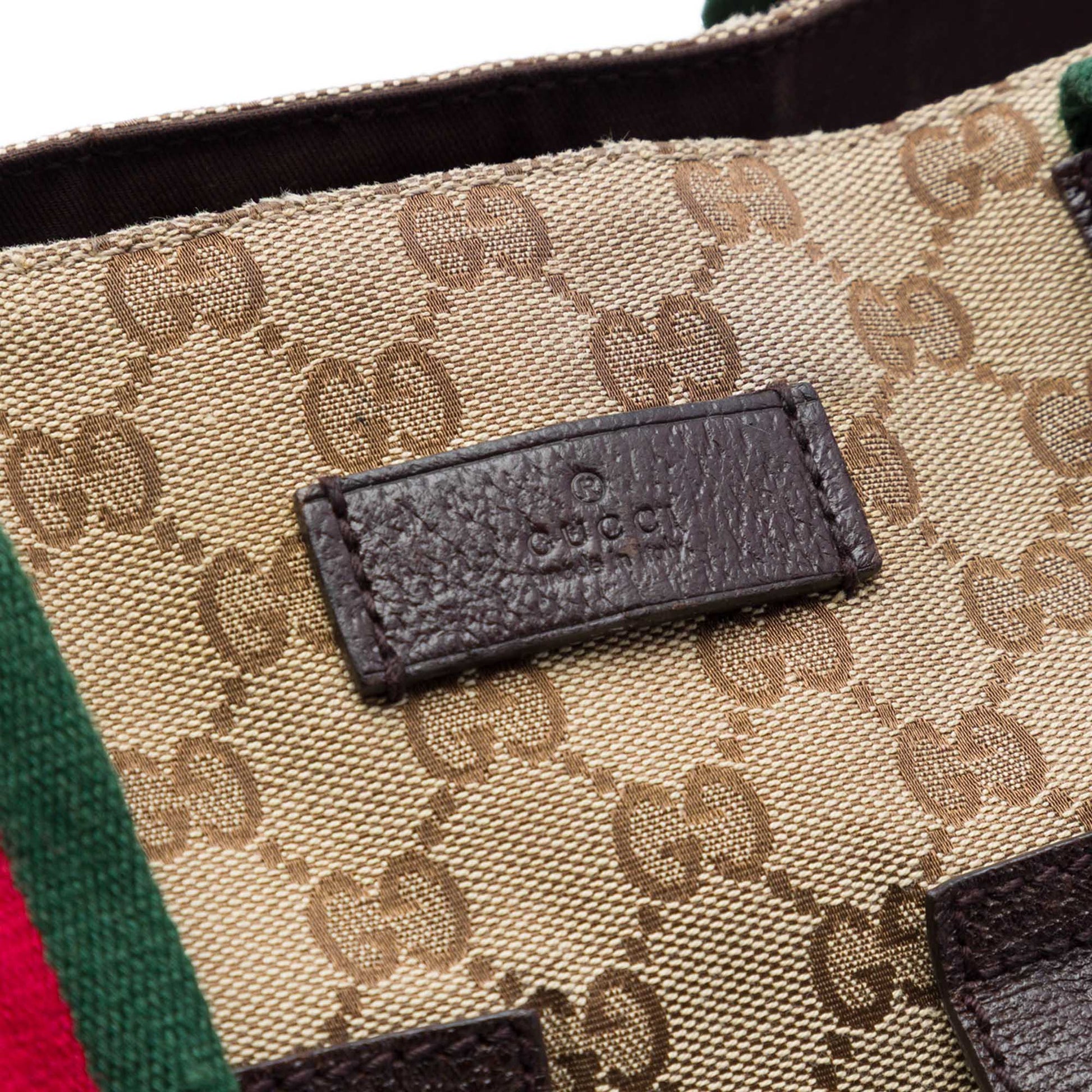 Gucci GG Canvas Web Double Pockets Tote