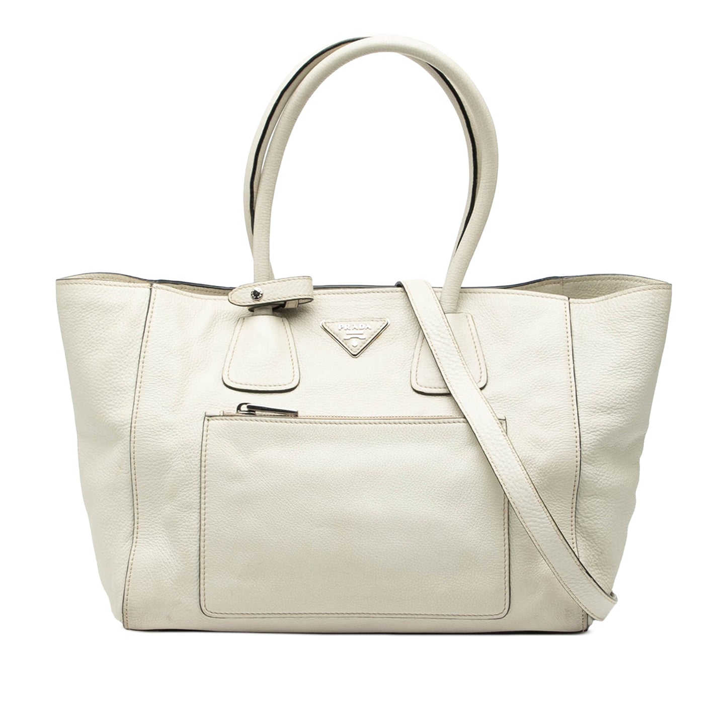 Prada Vitello Daino Front Pocket Open Convertible Tote