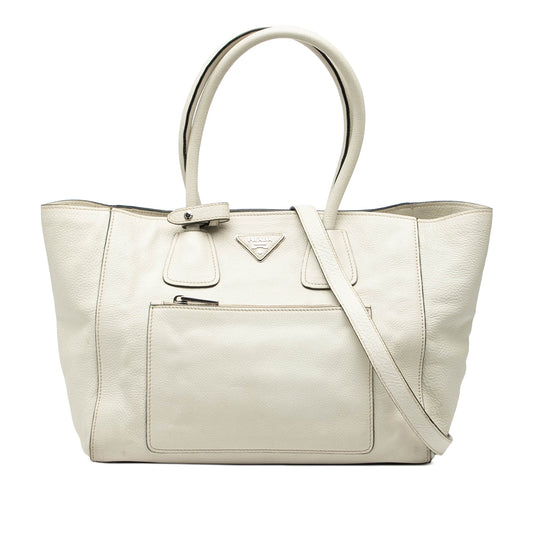 Prada Vitello Daino Front Pocket Open Convertible Tote