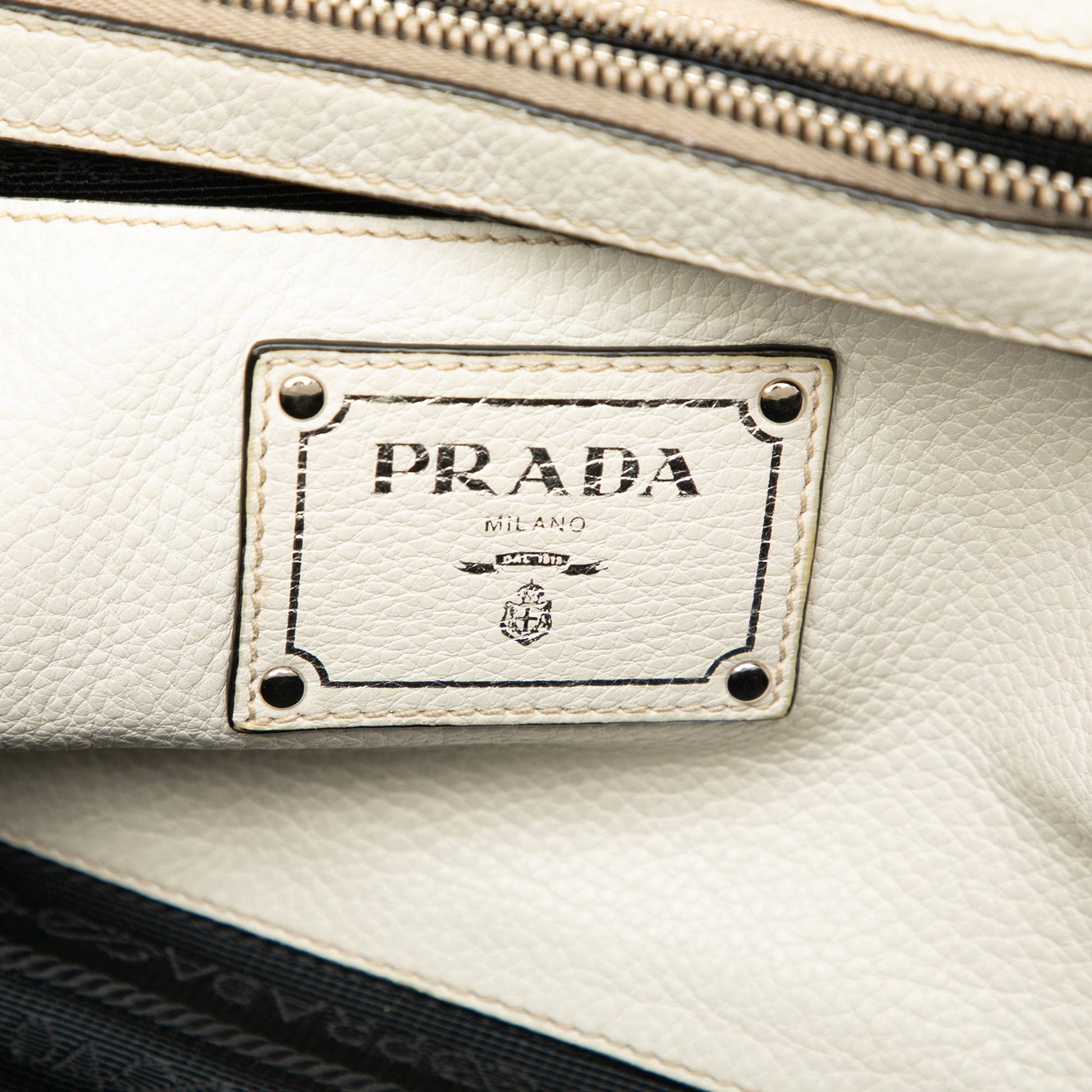 Prada Vitello Daino Front Pocket Open Convertible Tote