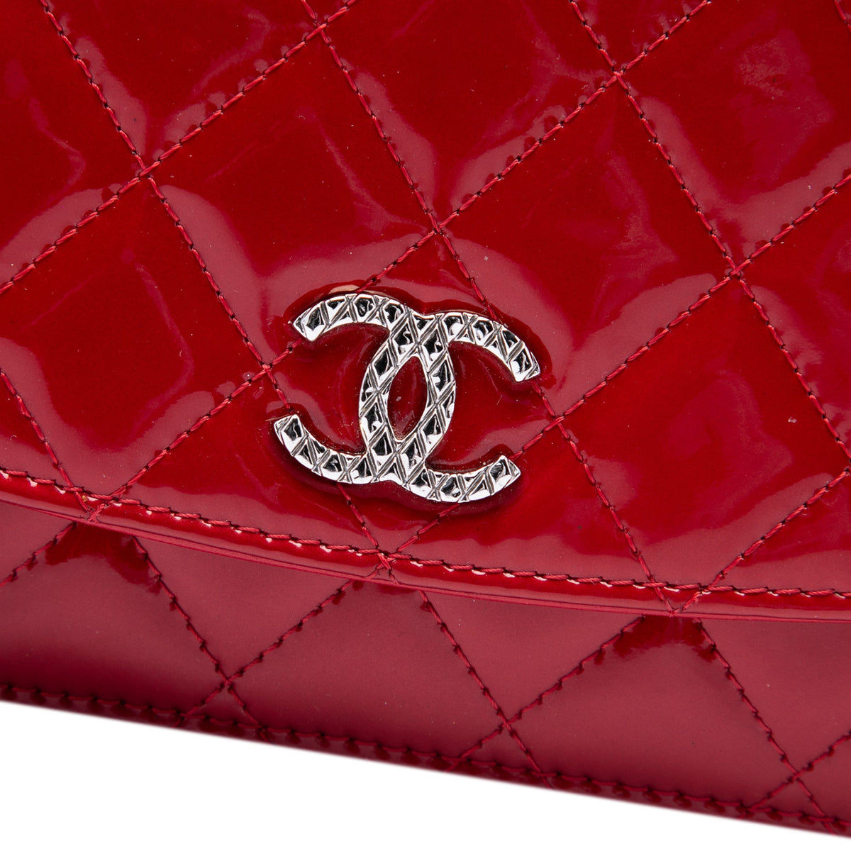 Chanel CC Quilted Patent Brilliant Wallet On Chain