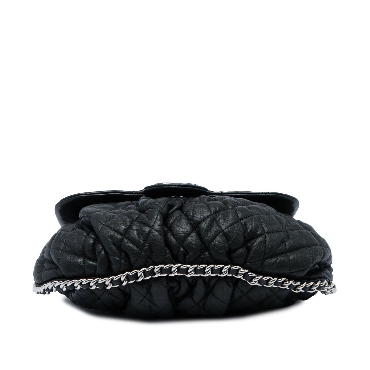 Chanel Large Quilted Washed Lambskin Chain Around Messenger Bag — Black
