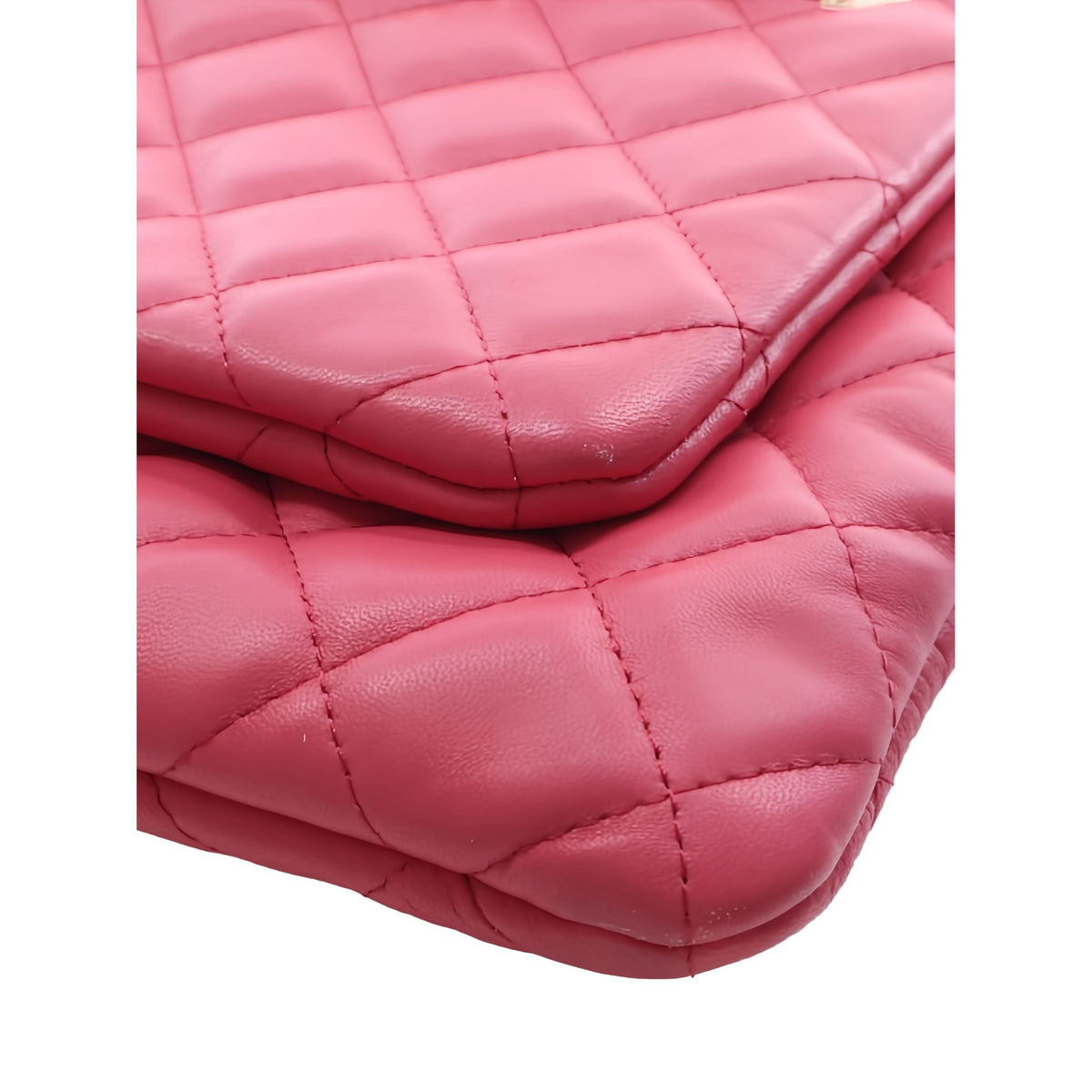 Chanel Quilted Lambskin Double Case with Chain — Pink