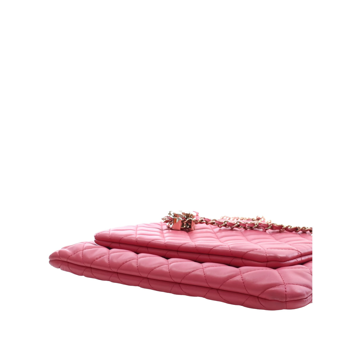 Chanel Quilted Lambskin Double Case with Chain — Pink