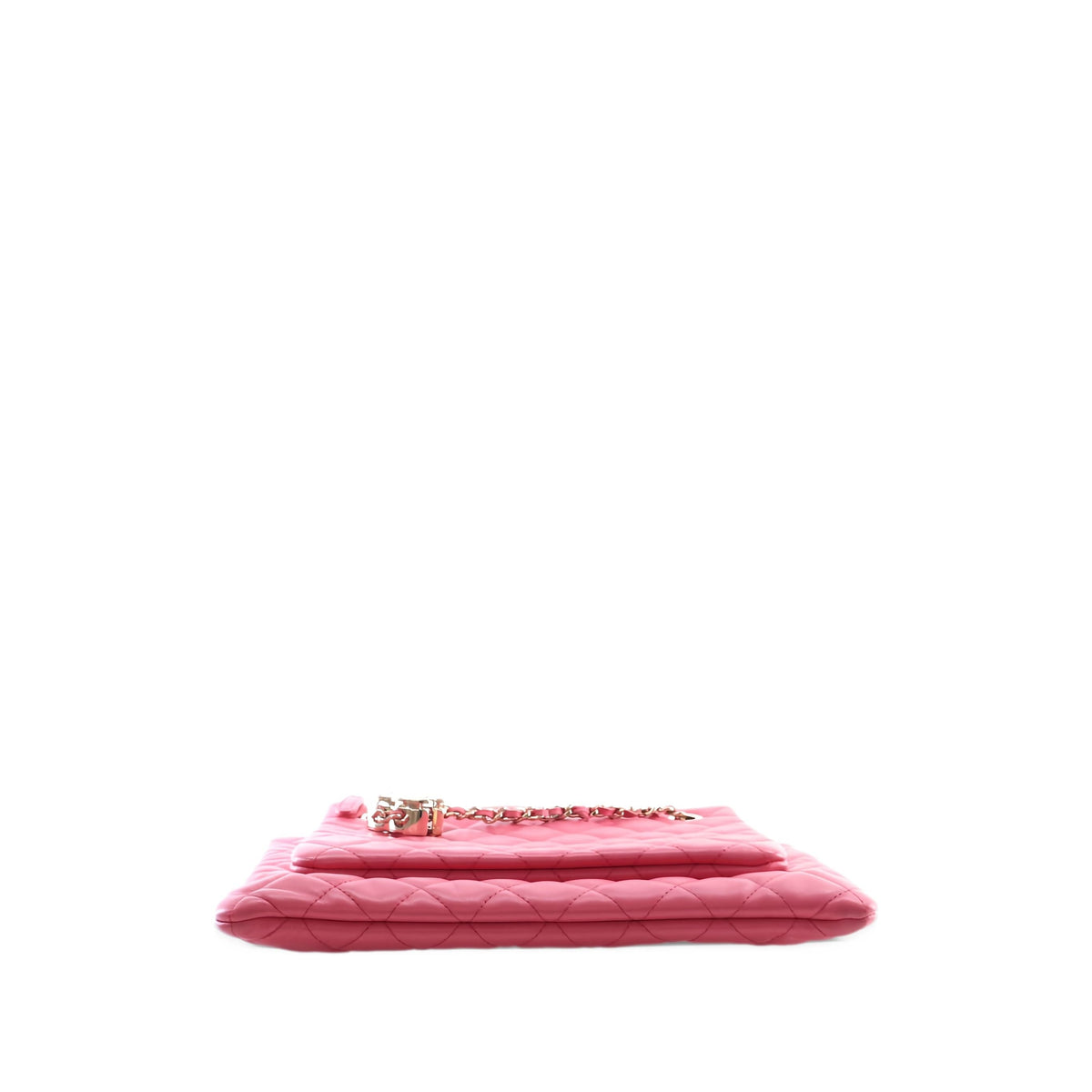 Chanel Quilted Lambskin Double Case with Chain — Pink