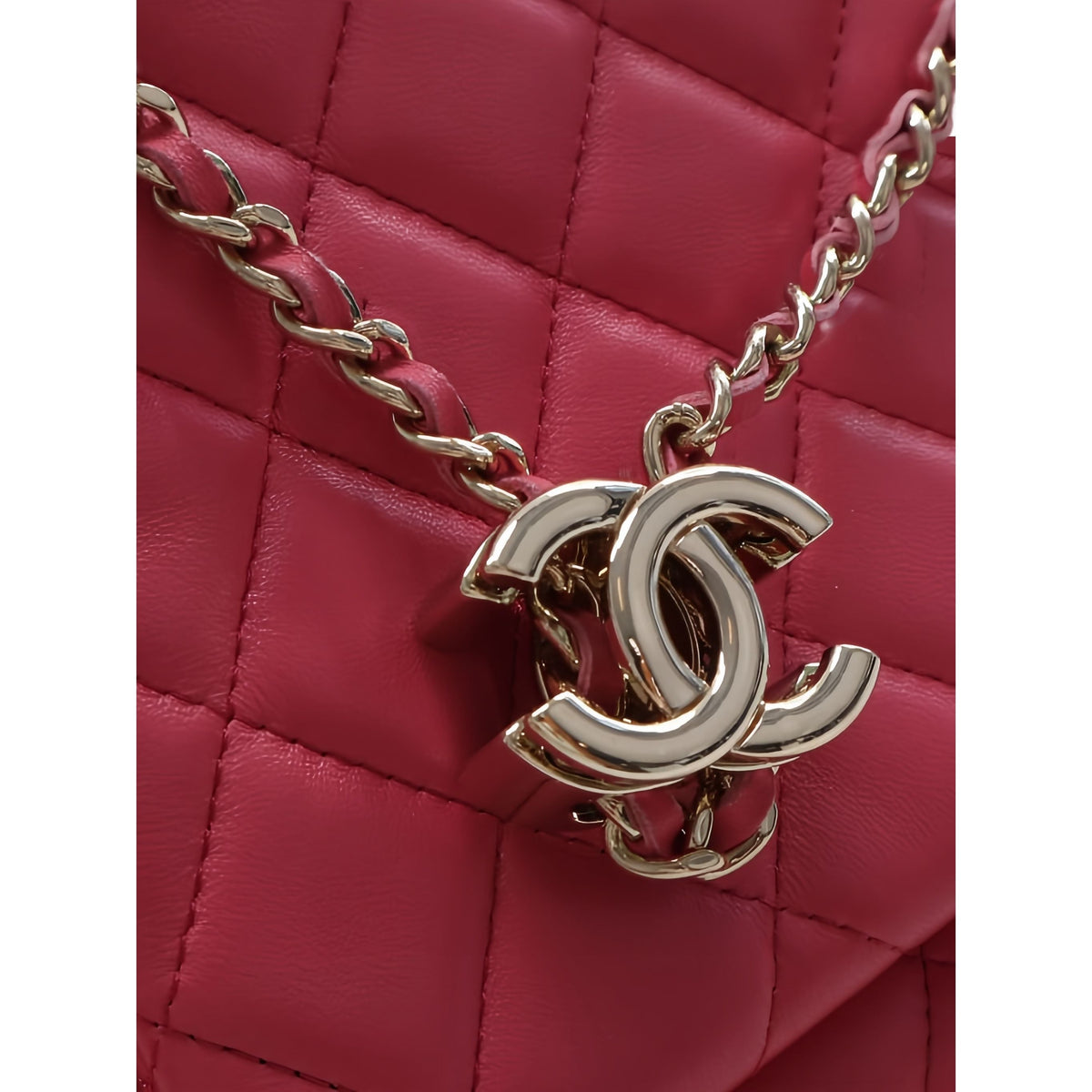 Chanel Quilted Lambskin Double Case with Chain — Pink