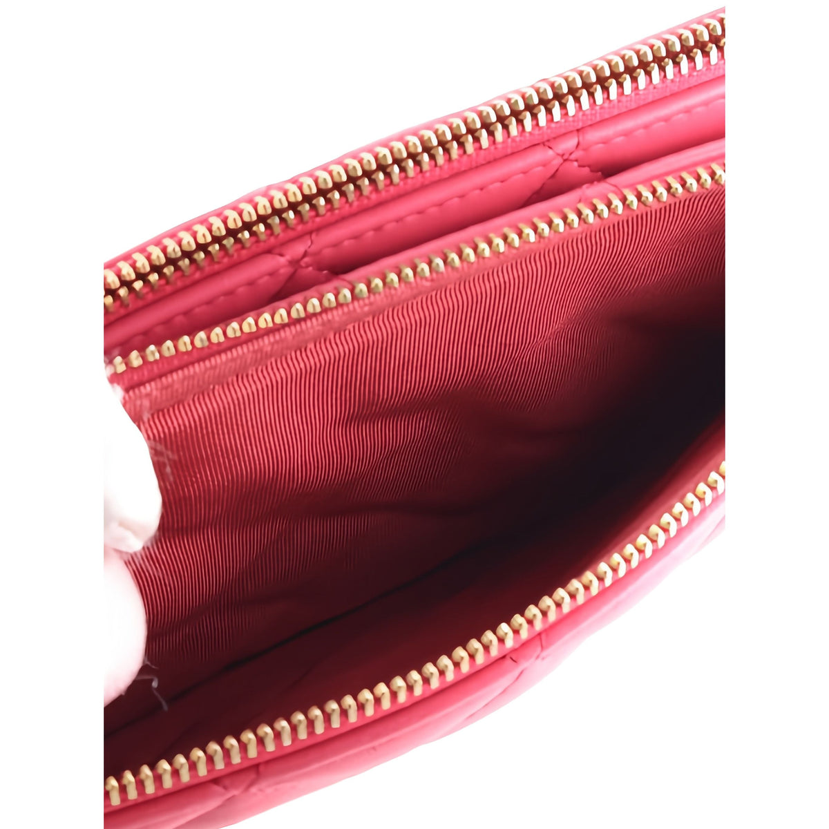 Chanel Quilted Lambskin Double Case with Chain — Pink