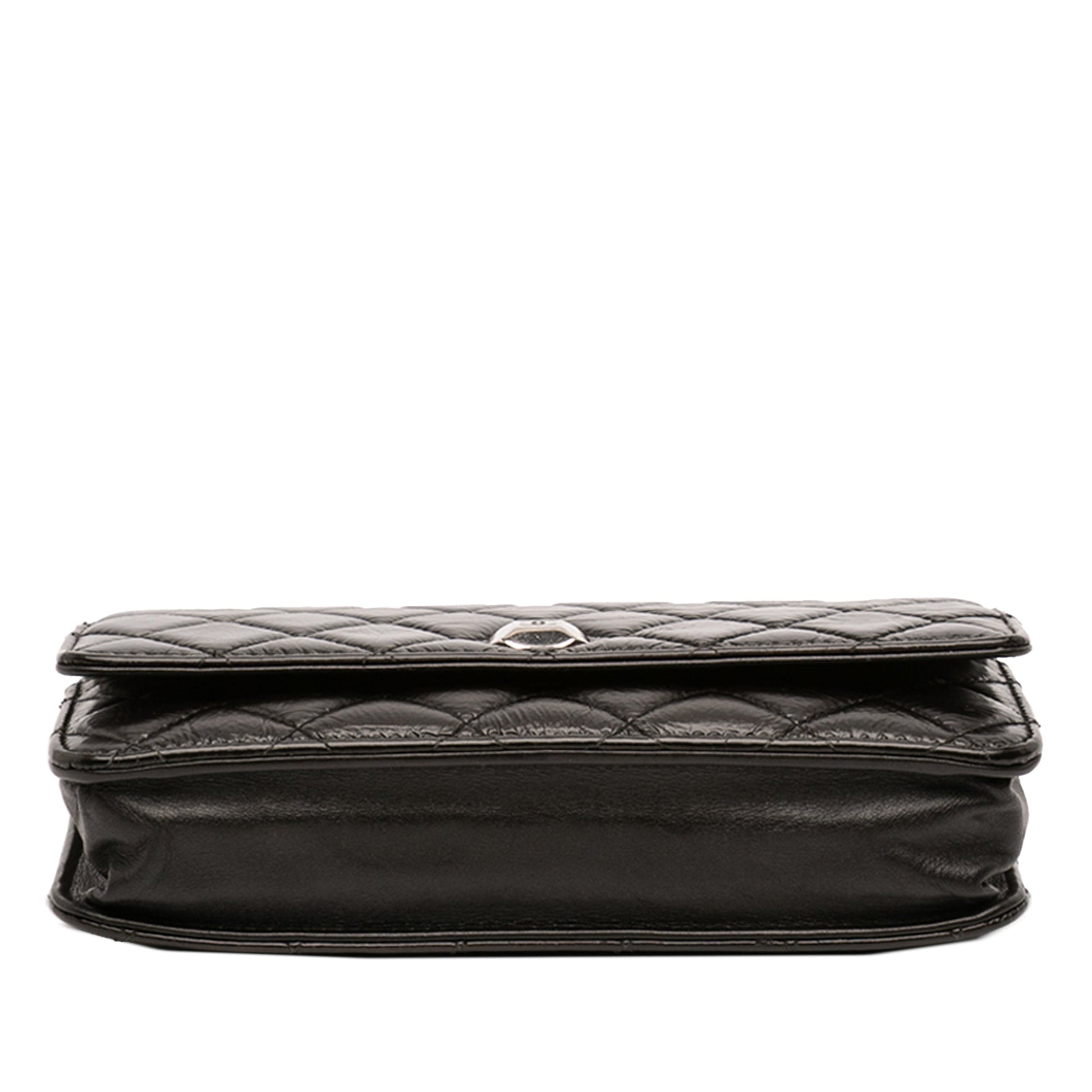Chanel CC Quilted Crinkled Patent Wallet On Chain