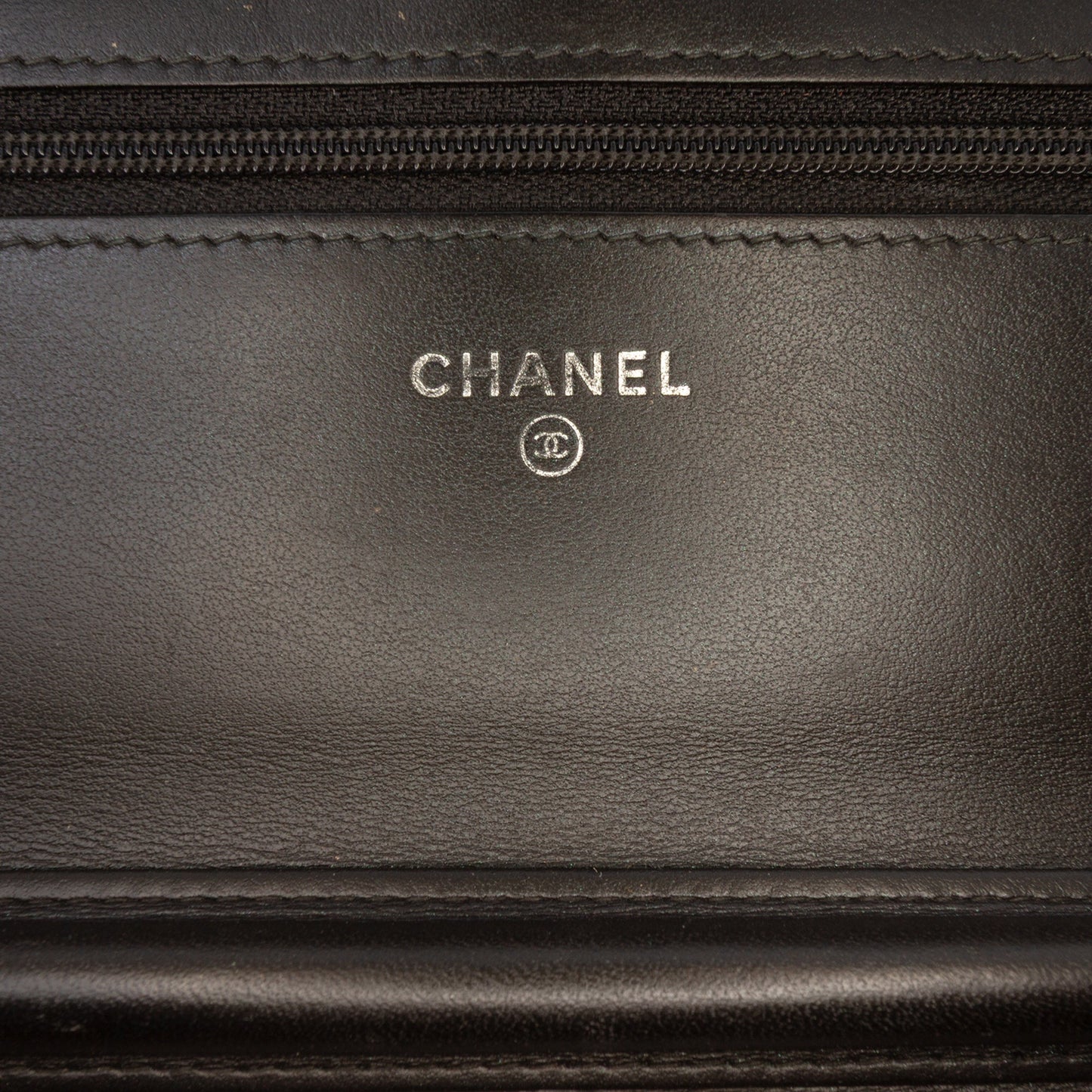 Chanel CC Quilted Crinkled Patent Wallet On Chain