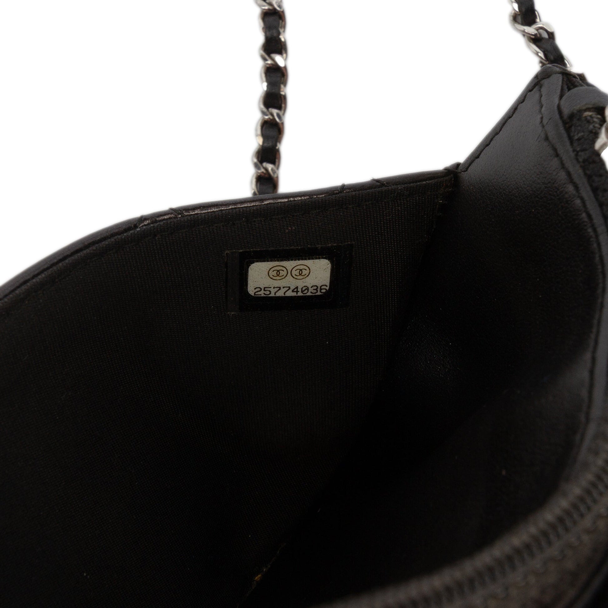 Chanel CC Quilted Crinkled Patent Wallet On Chain