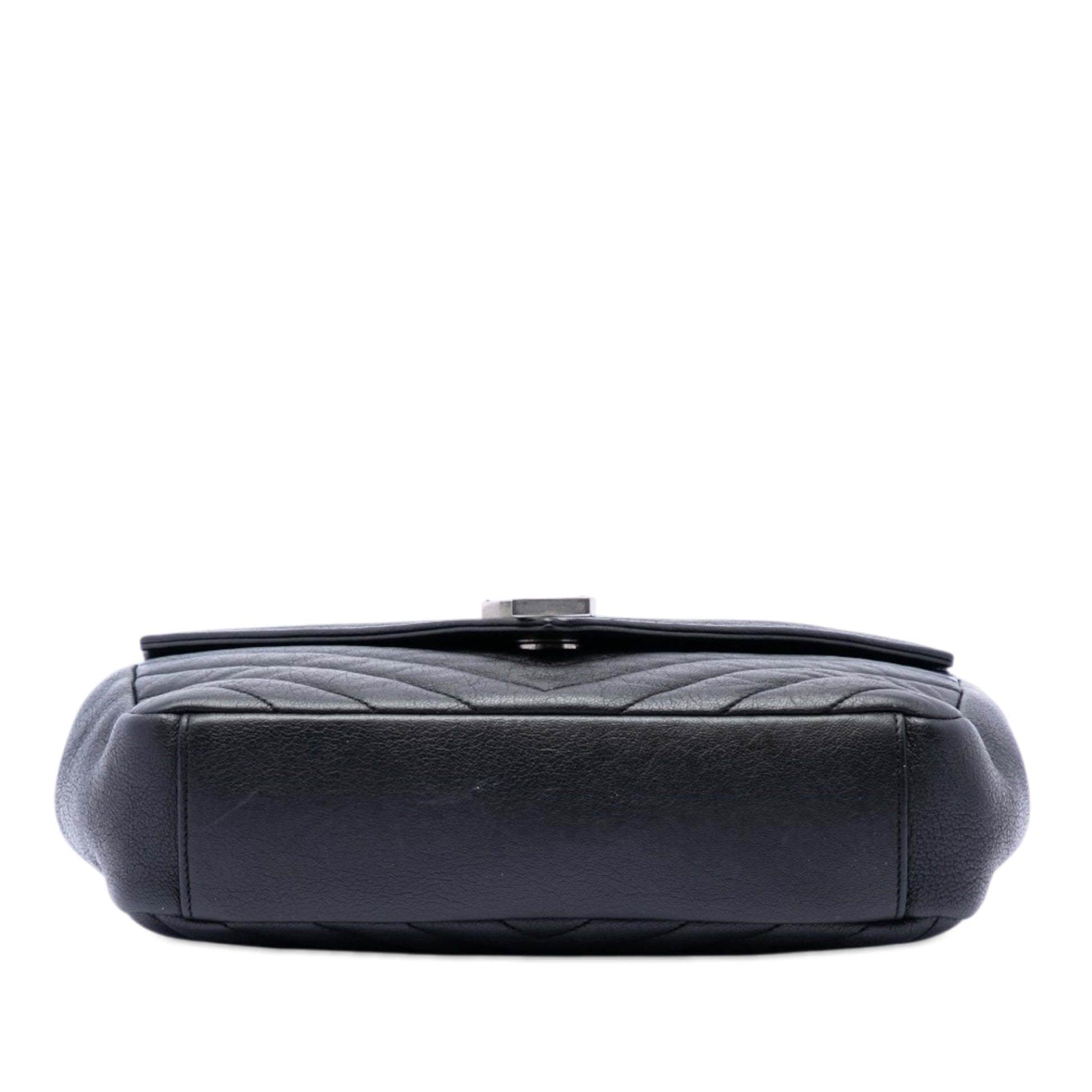 Saint Laurent Medium Chevron Sheepskin Monogram College Punk Shoulder Bag