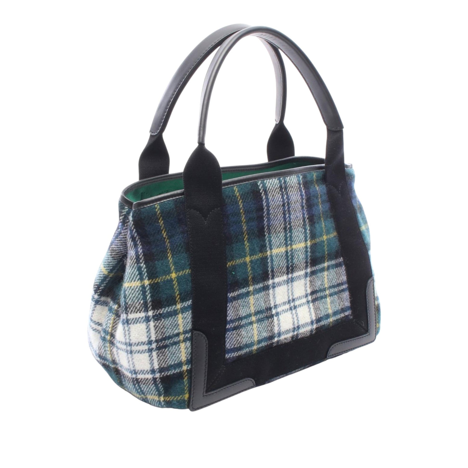 Balenciaga Plaid Wool Navy Cabas S