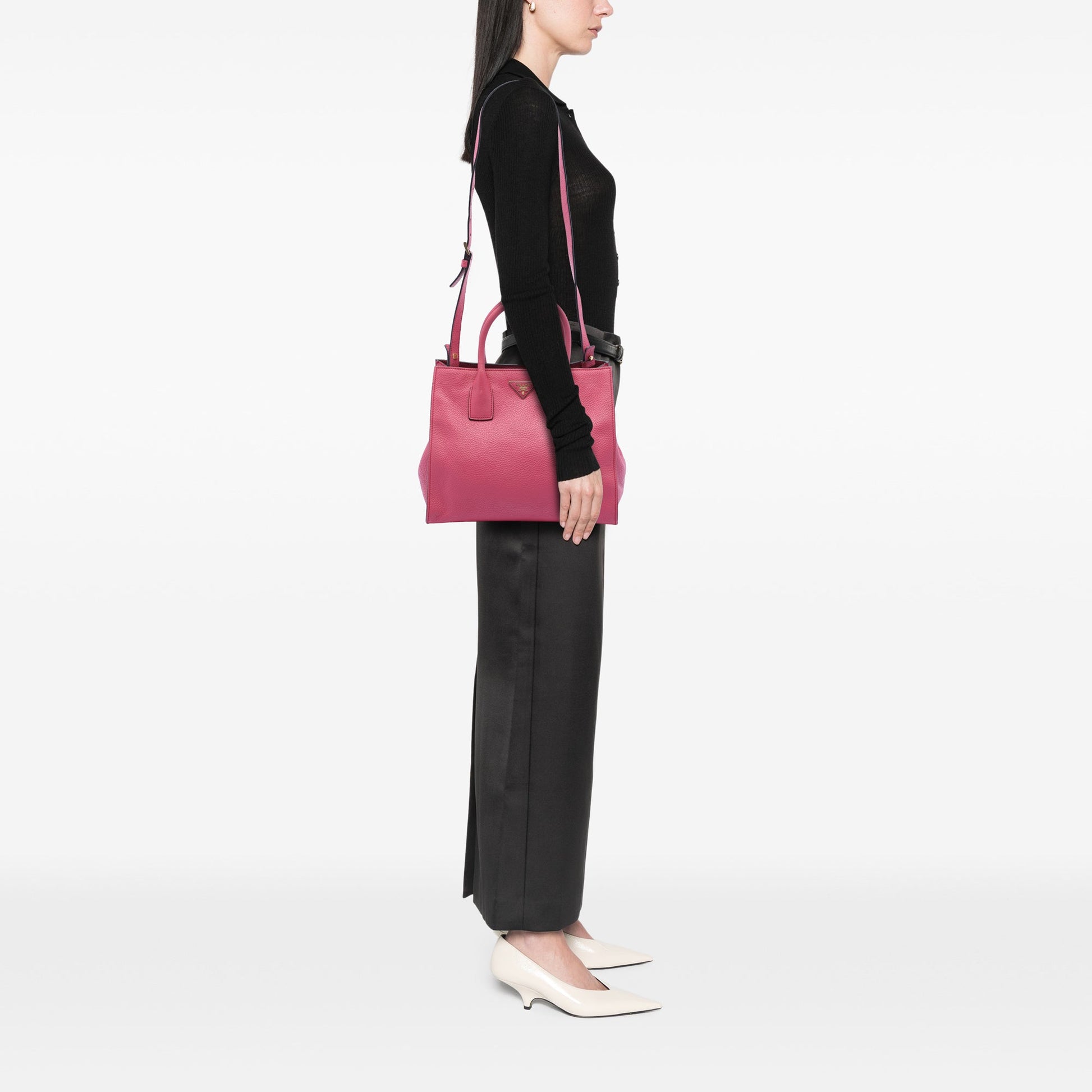 Prada Vitello Daino Open Convertible Tote