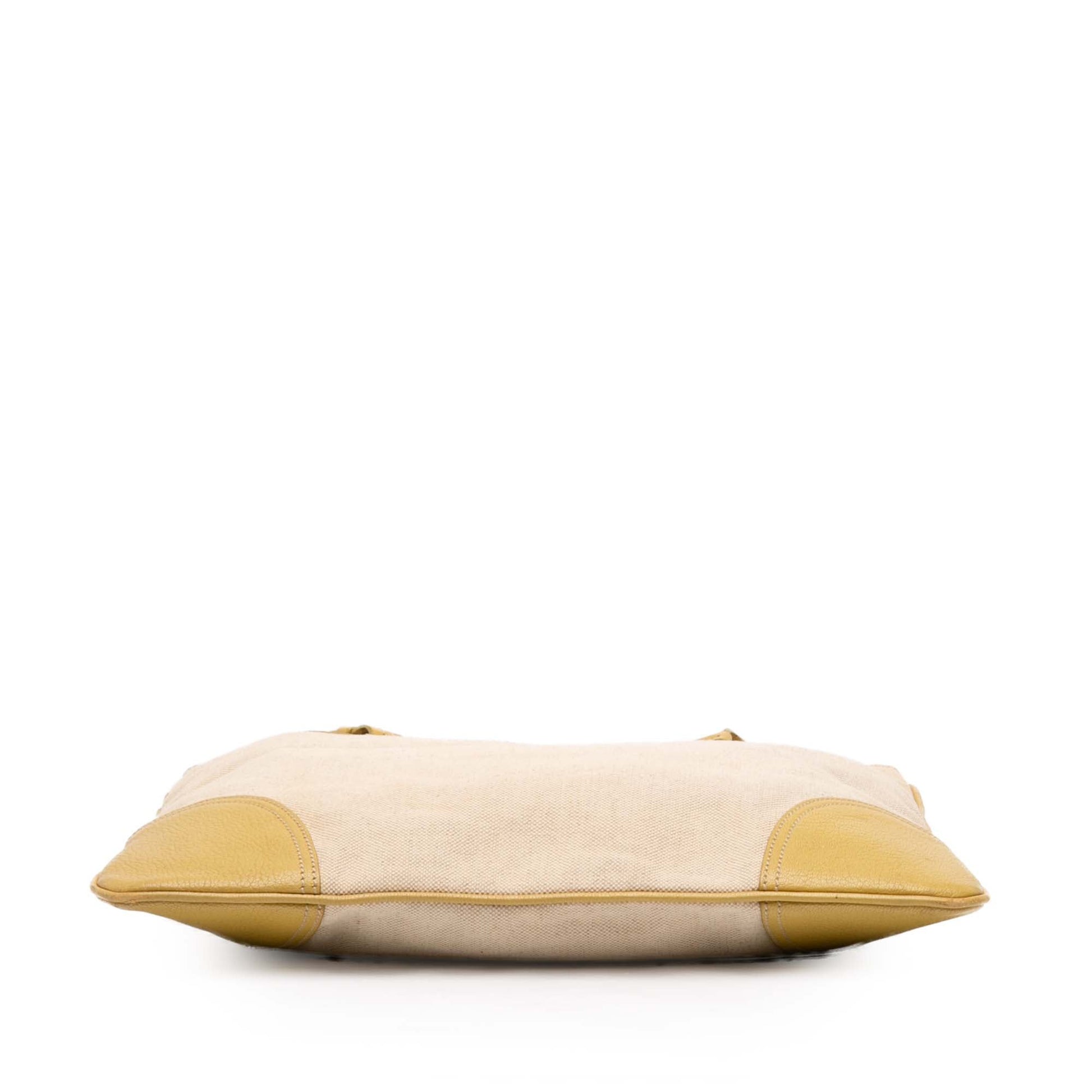 Prada Vitello Trimmed Canvas Canapa Tote