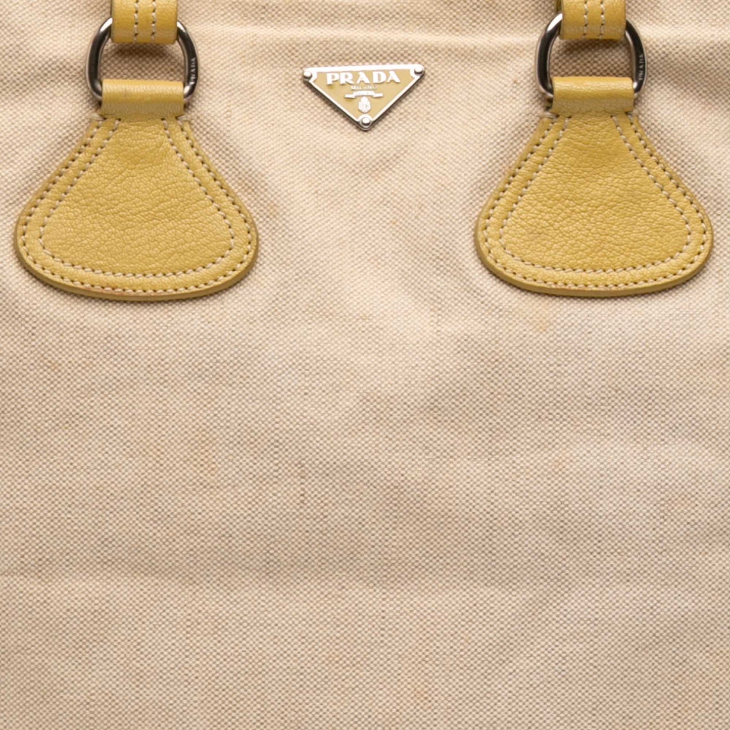 Prada Vitello Trimmed Canvas Canapa Tote