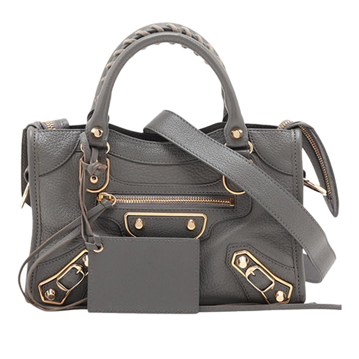 Balenciaga Mini Goatskin Motocross Classic Metallic Edge City Satchel — Brown