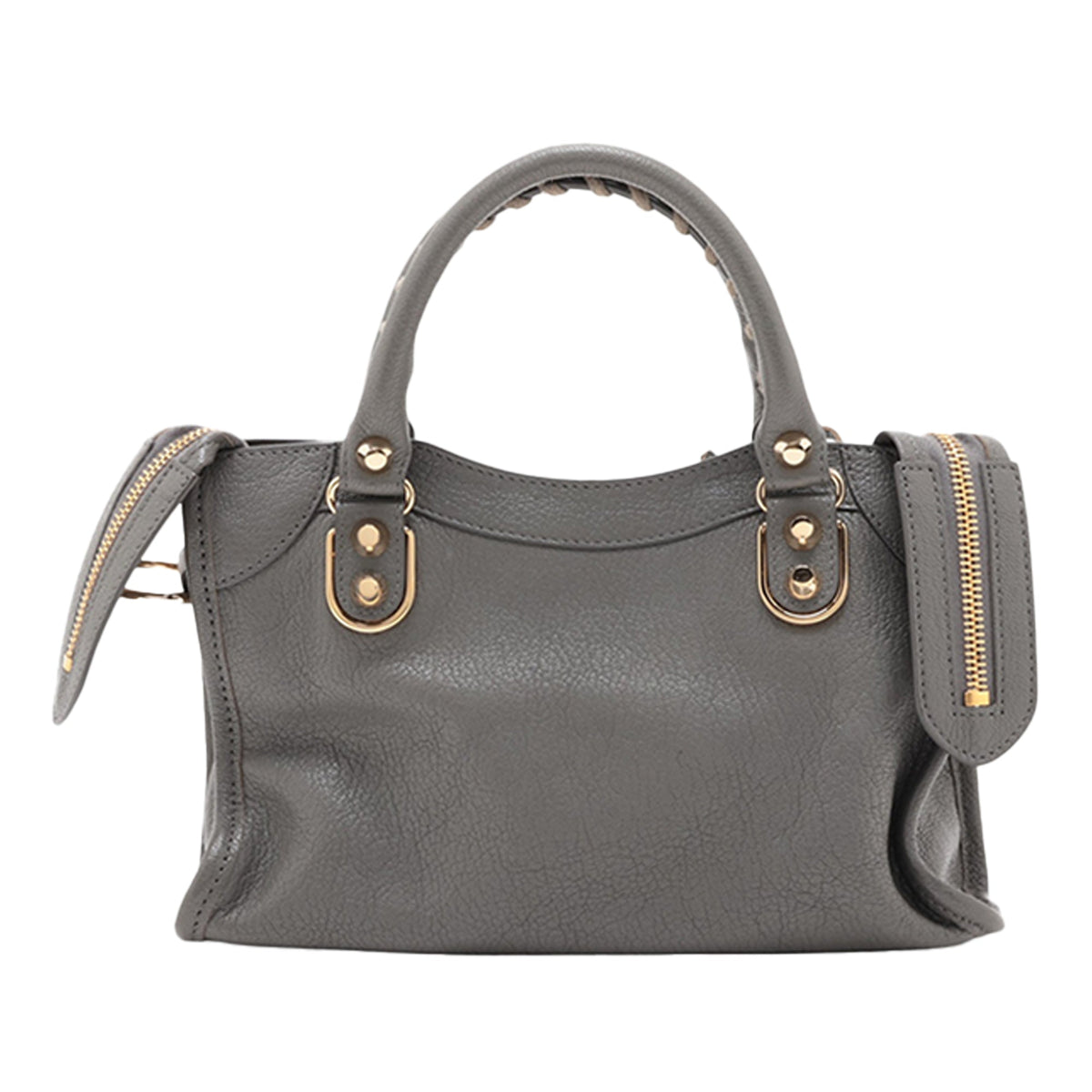 Balenciaga Mini Goatskin Motocross Classic Metallic Edge City Satchel — Brown