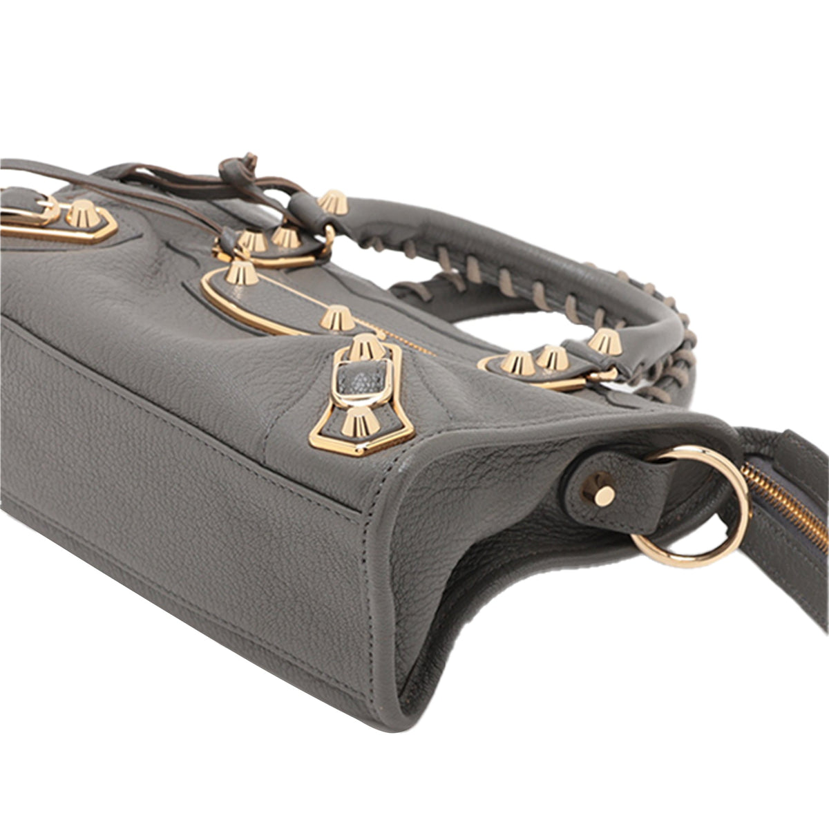 Balenciaga Mini Goatskin Motocross Classic Metallic Edge City Satchel — Brown