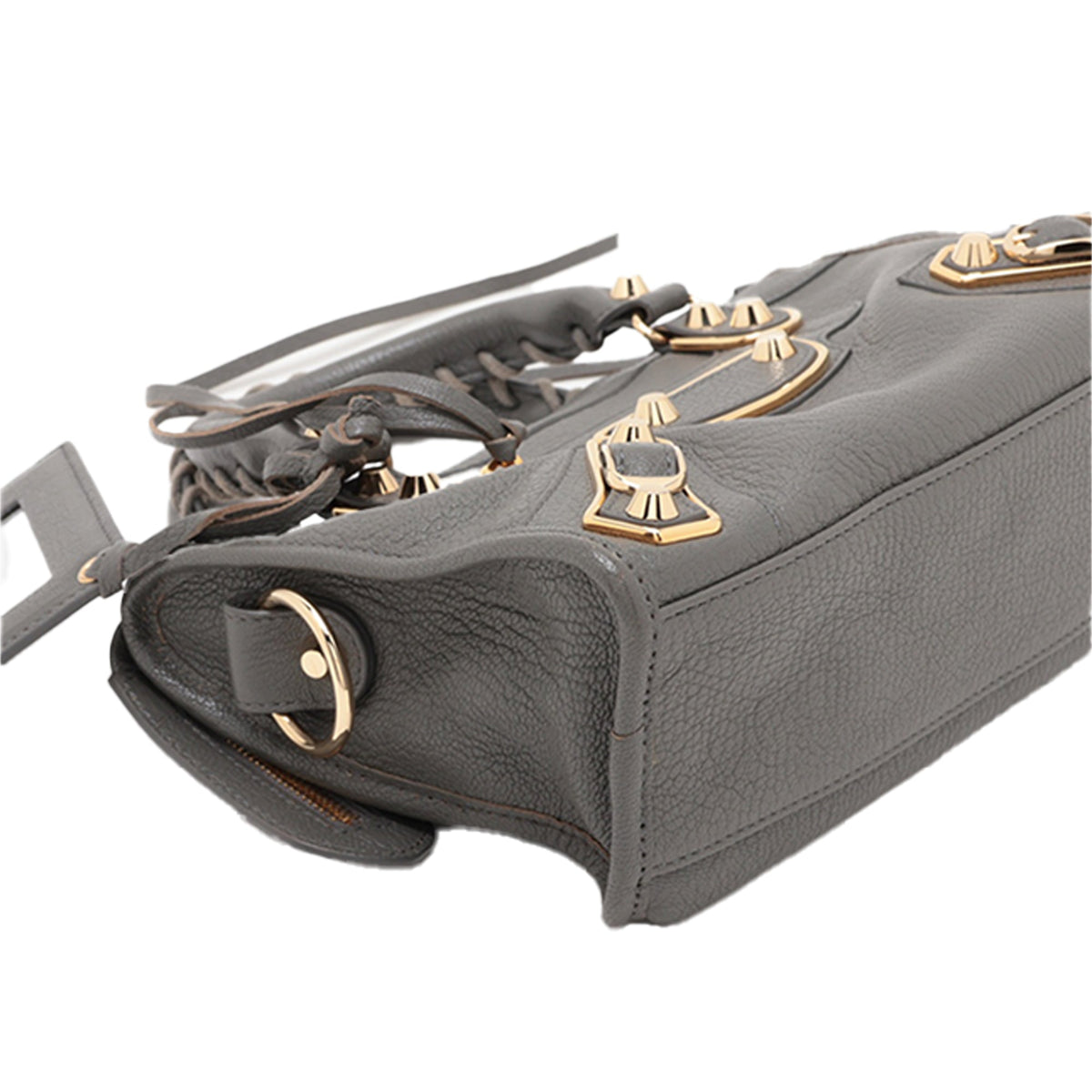 Balenciaga Mini Goatskin Motocross Classic Metallic Edge City Satchel — Brown
