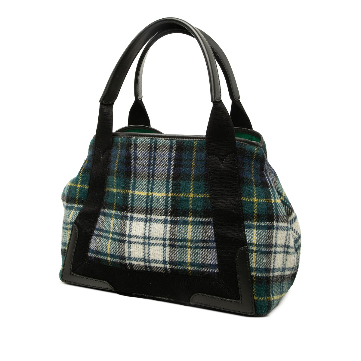 Balenciaga Plaid Wool Navy Cabas S — Green